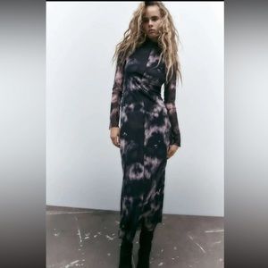 ZARA NEW WOMAN PRINTED TULLE DRESS BLACK & WHITE REF. 8342/243